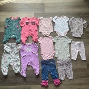 Mixed Baby Girl Clothing Lot - Pink, Purple, Teal. 3 months and 3-6 months